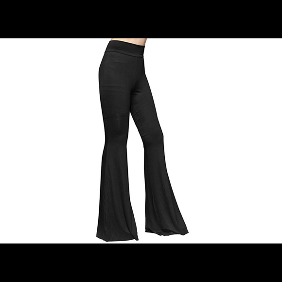 Black bell bottom flared pants festival x long NWT rave burning man hippie retro - Picture 2 of 2